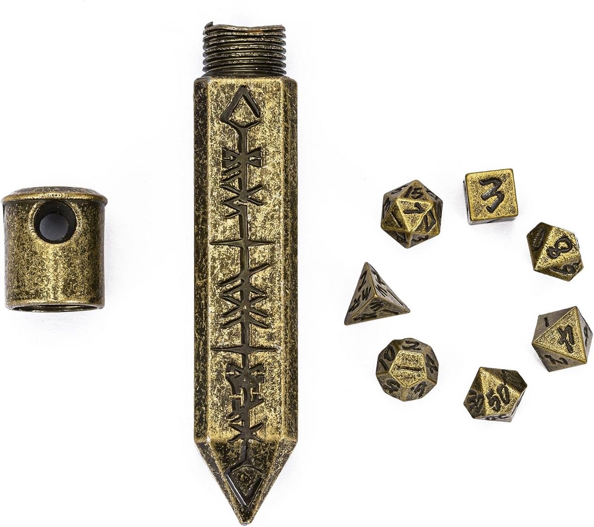 Mini Metal D&D Dobbelstenen Set met Opgbergbal voor Sleutelhanger