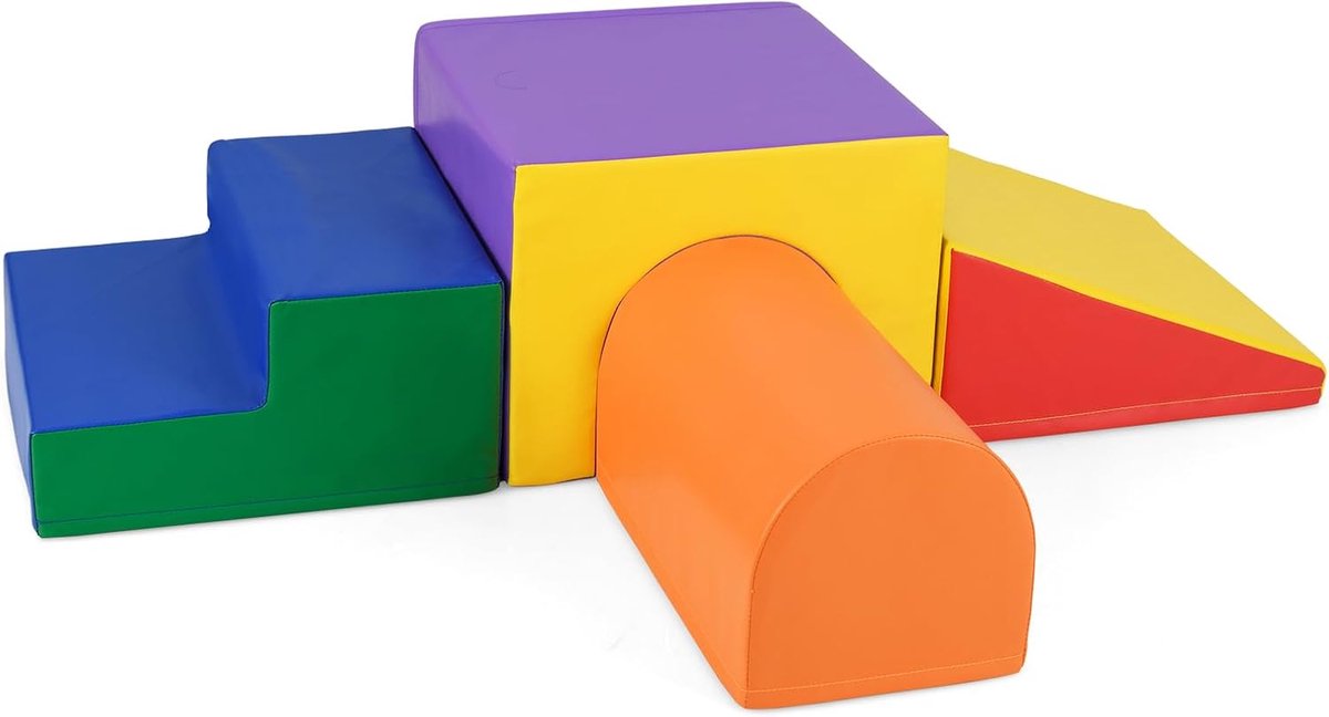 KOMFOTTEU 4 delig Schuimblokken - van kunstleer en schuim - Soft Play Foam Blokken - Reuze Bouwblokken - Montessori-klimblokken - voor kinderen