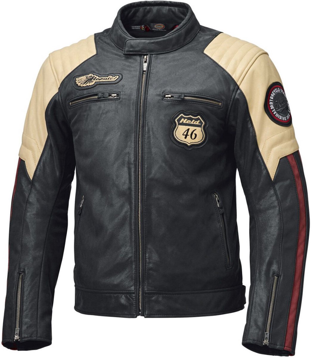 Held Baker 2 Crème Donkerblauw Leren Motorjas - Jas