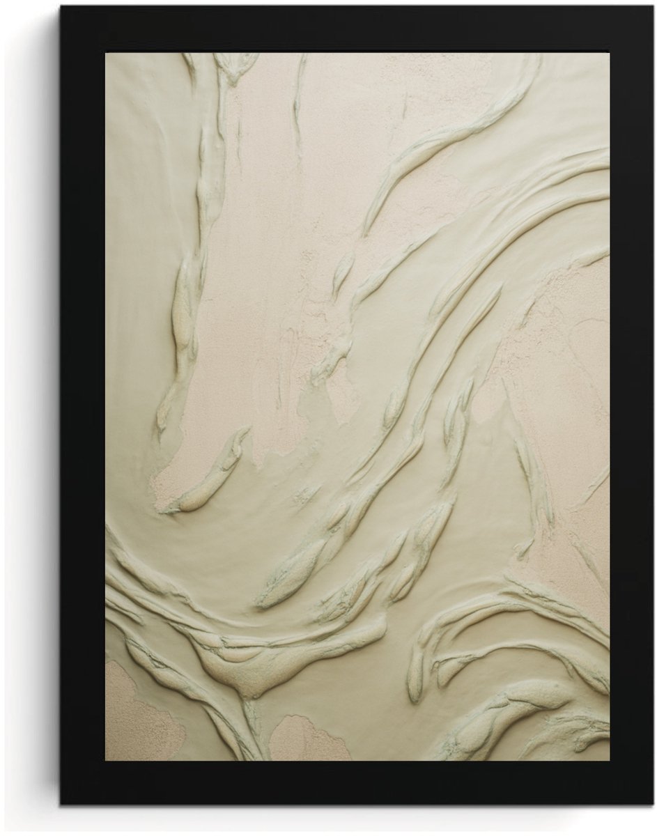 Abstract Beige Wall Art A4 Fotolijst, Minimalistisch Beige Kunstwerk, Modern Home Decor, High Resolution Print, MDF frame Wall Art