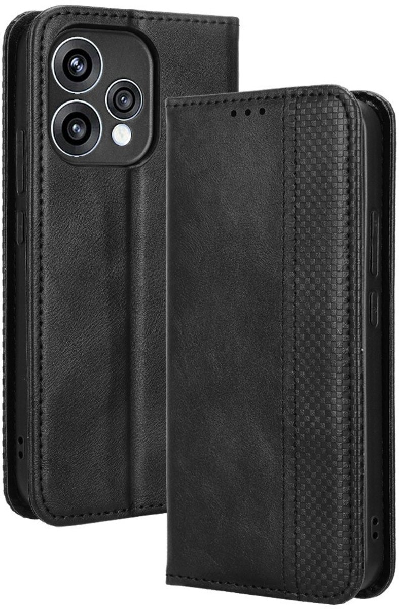Coverup Hoesje - Geschikt voor OPPO Reno15 Hoesje - Coverup Vintage Style Book Case - Zwart