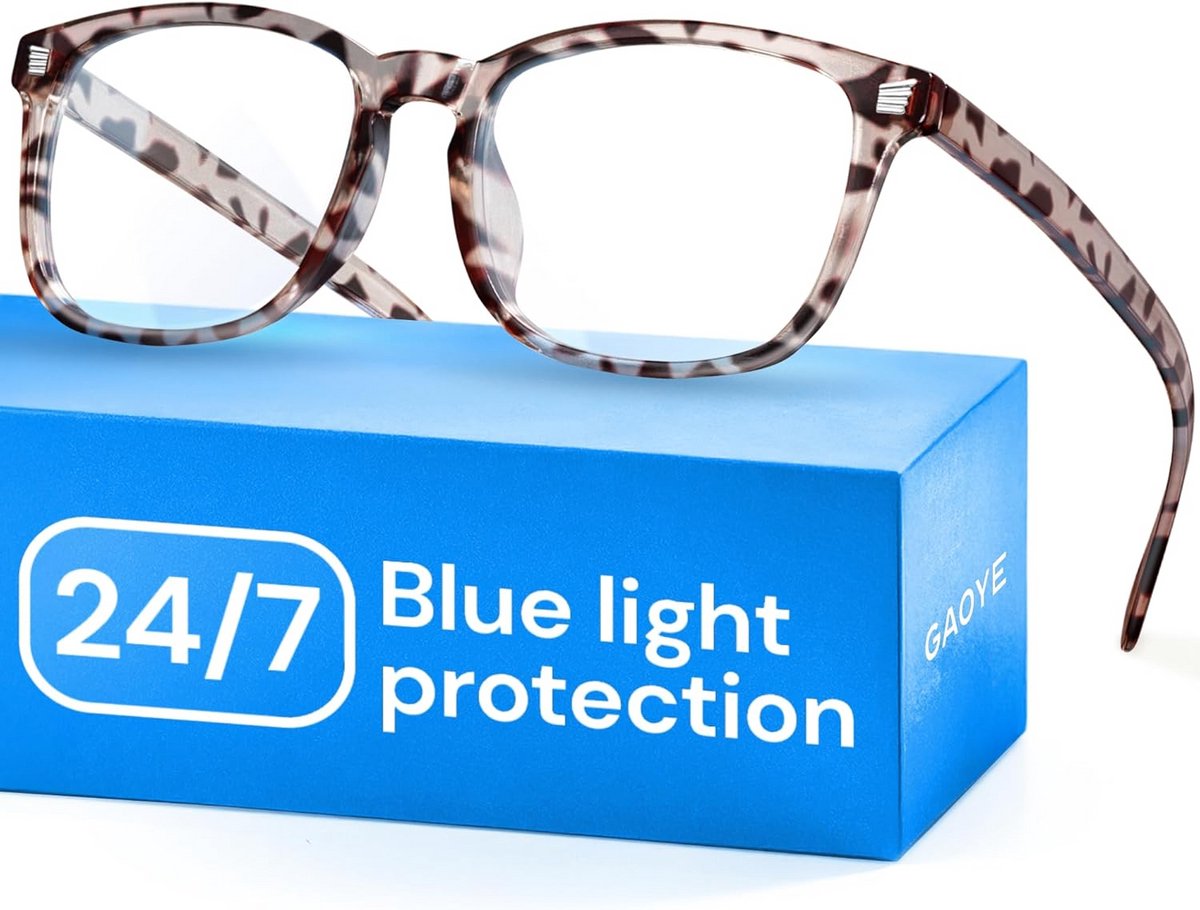 Blue Light Blocking Bril Vierkant - Anti UV Computer Gaming Glazen - Luipaardprint Unisex