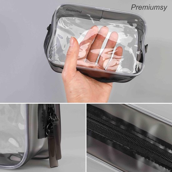 Grid Mesh Pen Etui met rits, Clear Makeup Pouch Cosmetics
