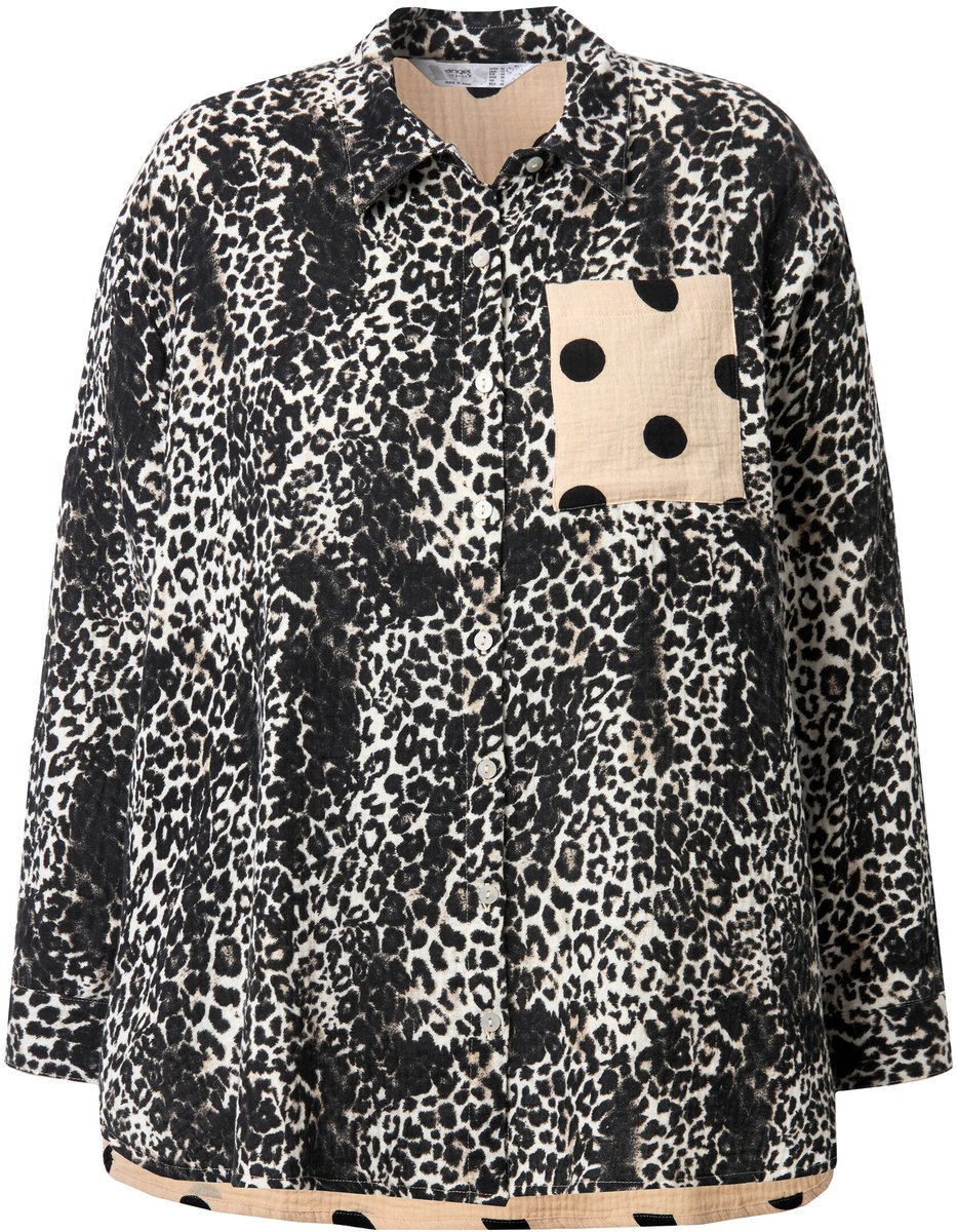 Angel of Style - Dames - Blouse oversized mousseline motiefmix - Leopard multi - Maat 56