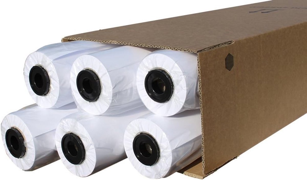 Plotterpapier 6 Rollen - 61 cm Breed - 80g/m² Wit - CAD/GIS Geschikt