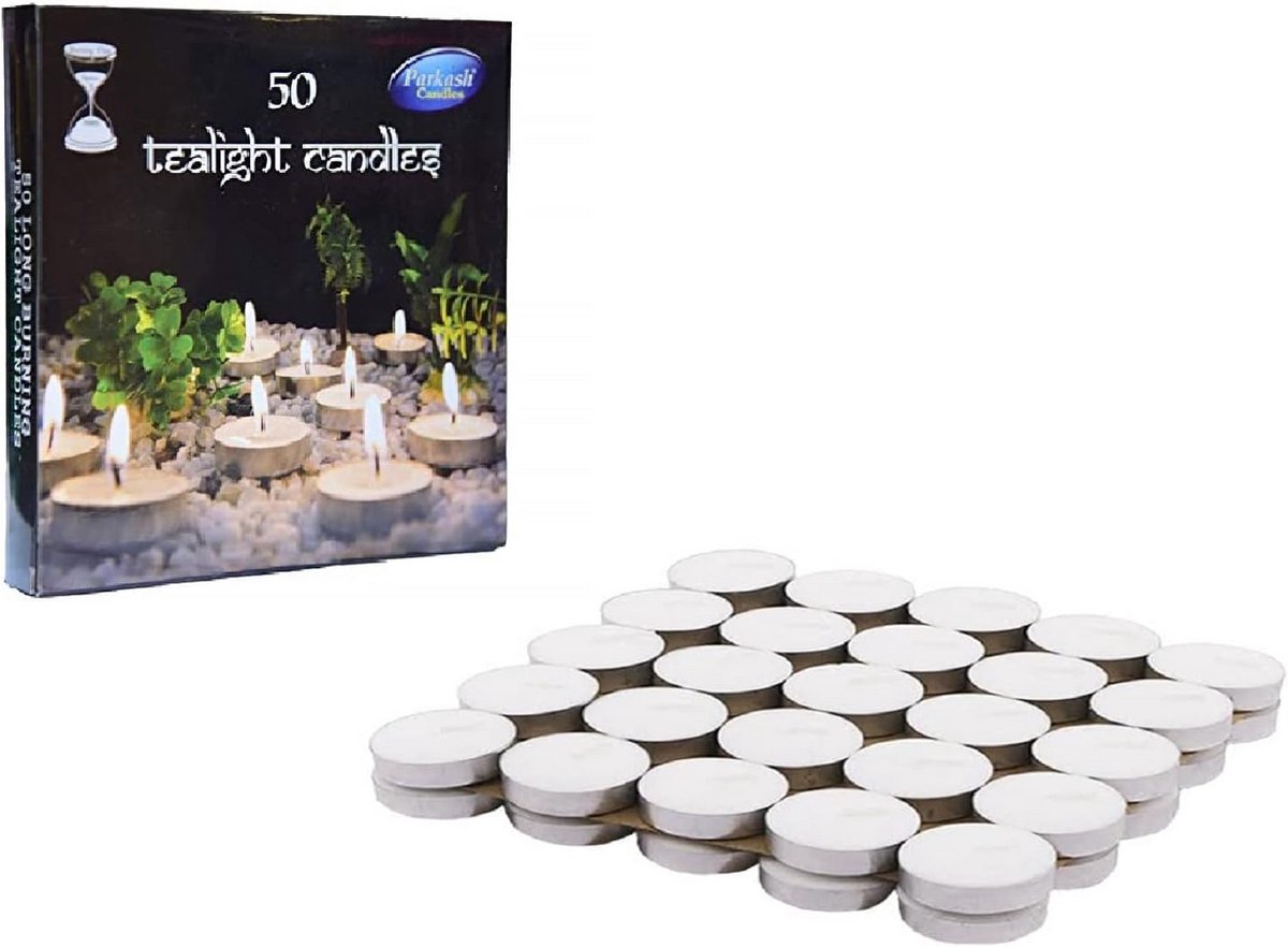 50 Stuks Ongeparfumeerde Paraffine Wax Theelichtjes voor Sfeer en Decoratie