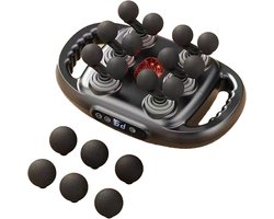 Massagepistool - 12 massagekoppen voor diepe weefselmassage - Geschikt voor rug, schouders en benen - 9 intensiteitsniveaus - Lange batterijduur (zwart)
