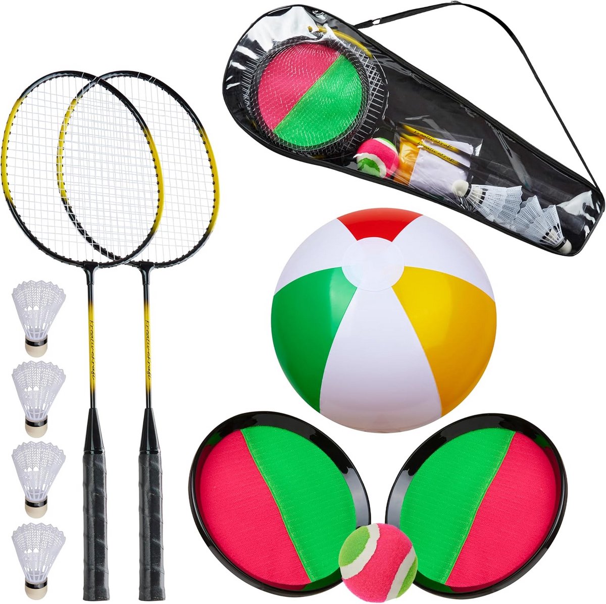 3-in-1 Buiten Speelset: Badminton-, Volleybal- en Racketsporten Strandkit