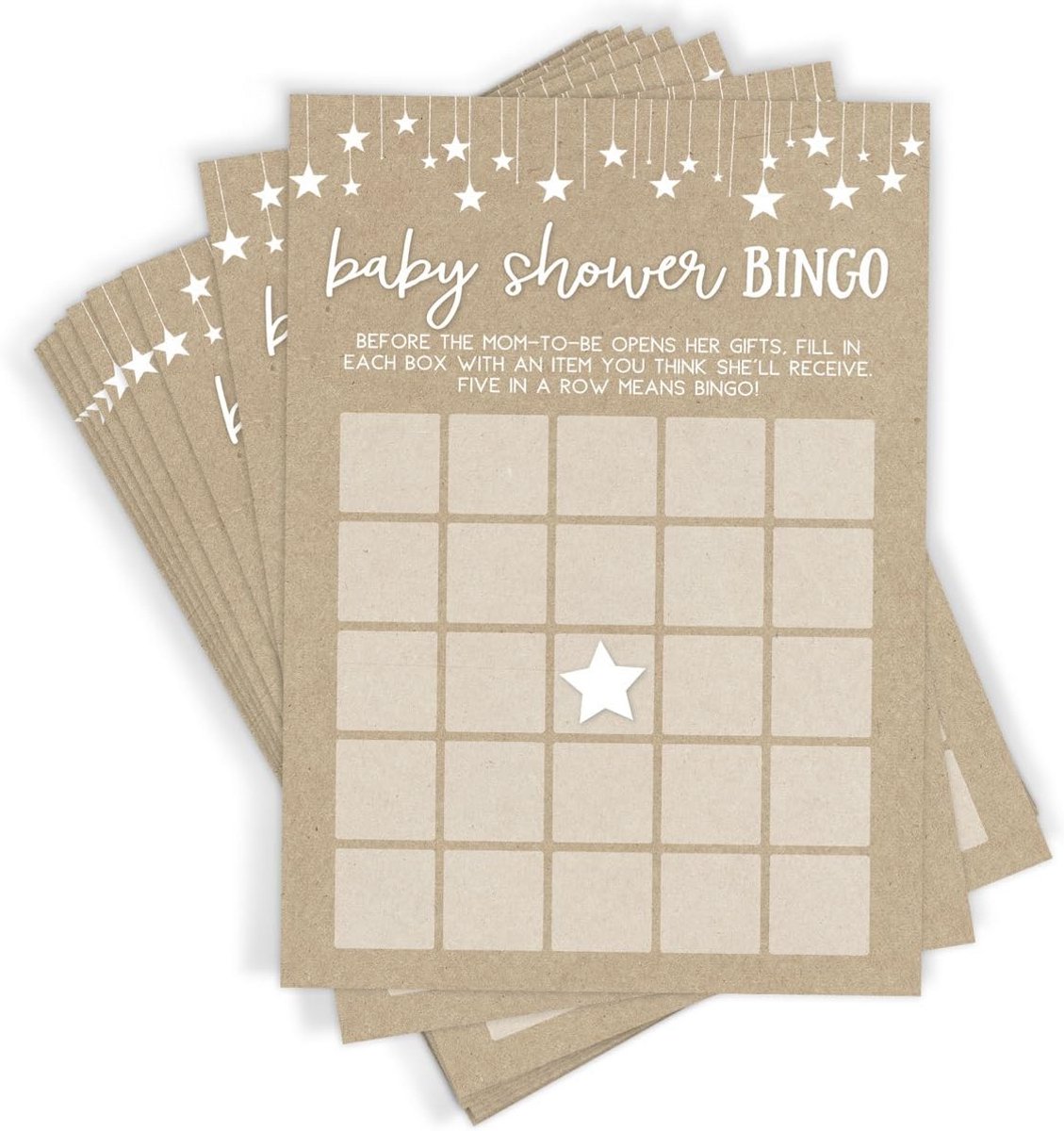 Baby Shower Spel Bingo Kraft Papier 50 Kaarten Feestdecoratie