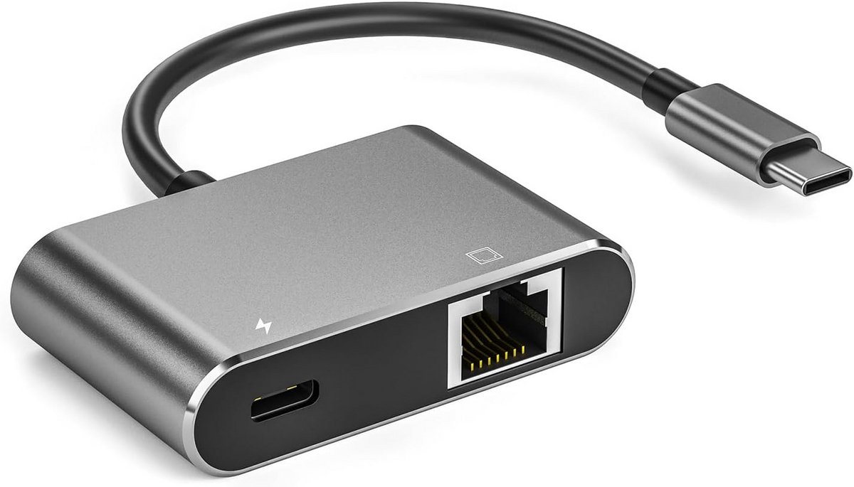 USB-C naar Gigabit Ethernet Adapter met 100W PD Power Delivery voor Laptop en Tablet