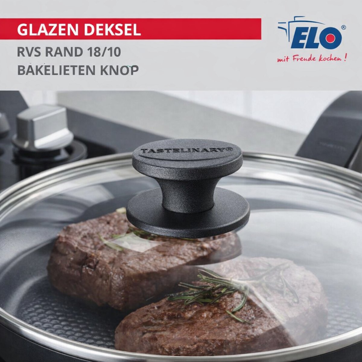 Set Koekenpan 32 cm keramisch zonder PFAS en deksel Profi Therm Platinum Elo