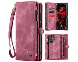 CaseMe Hoesje - Geschikt voor Samsung Galaxy S26 Ultra Hoesje - CaseMe 008 2-in-1 Book Case & Back Cover met Portemonnee - Pink