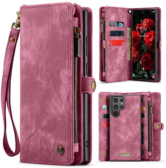 CaseMe Hoesje - Geschikt voor Samsung Galaxy S26 Ultra Hoesje - CaseMe 008 2-in-1 Book Case & Back Cover met Portemonnee - Pink