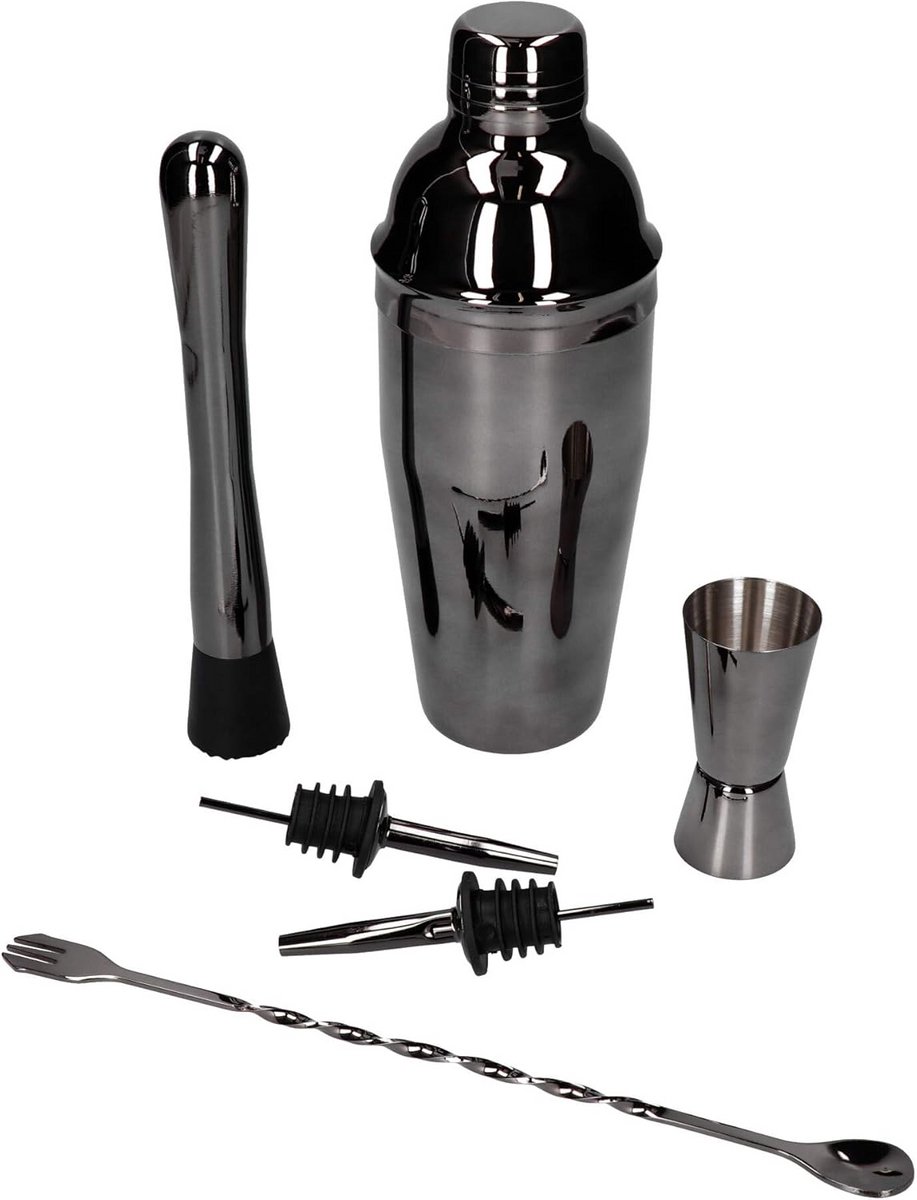 Compleet Cocktail Shaker Set Zwart 750 ml IJshouder & Barbenodigdheden