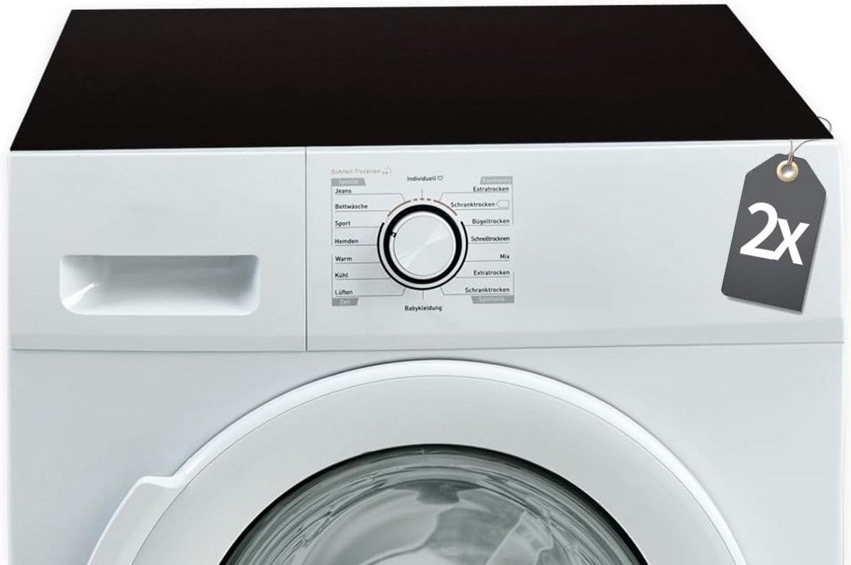 Antislip Wasmachine Onderleggers Set van 2 - Universeel Maatwerk - Zwart
