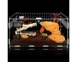 Transparant Acryl Terrarium met Hygrometer - Ideaal voor Slakken, Hagedissen en Kleine Reptielen