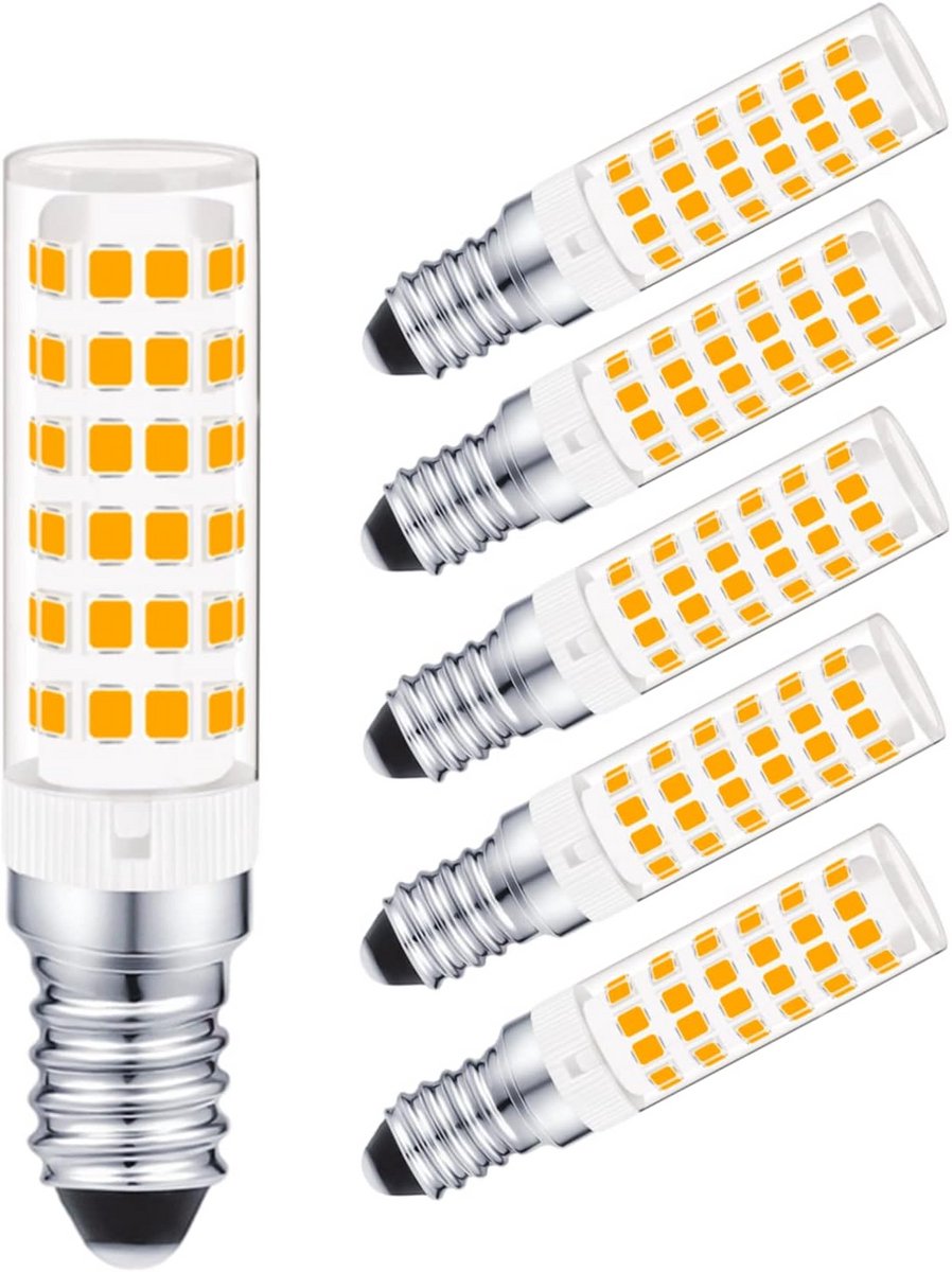 LED Lamp E14 6~7W - Warm Wit Lichte Sfeer - Keramische Voet - 360° Stralingshoek - Dimbaar - 5 Stuks
