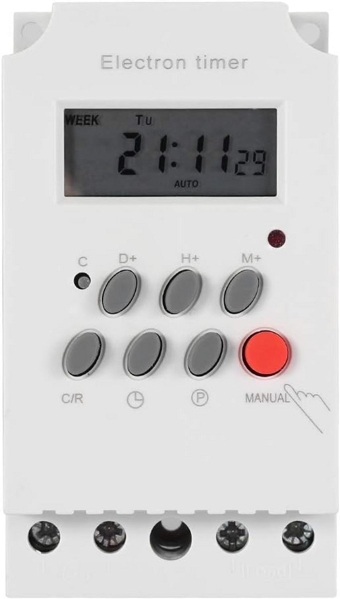 Digitale Tijdschakelaar 1 Minuut - 168 Uur, Programmeerbare Elektronische Schakelaar voor Tijdregeling (AC220V)