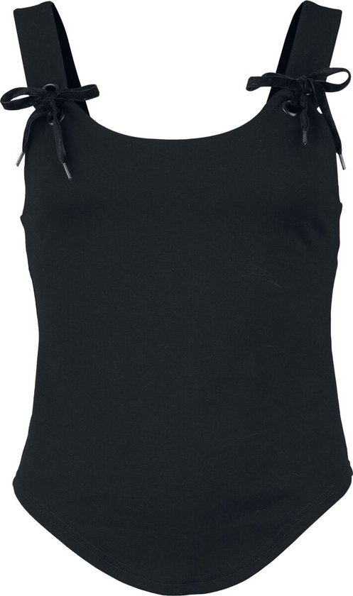Gothicana Zwarte top met vetersluiting - Dames - XXL