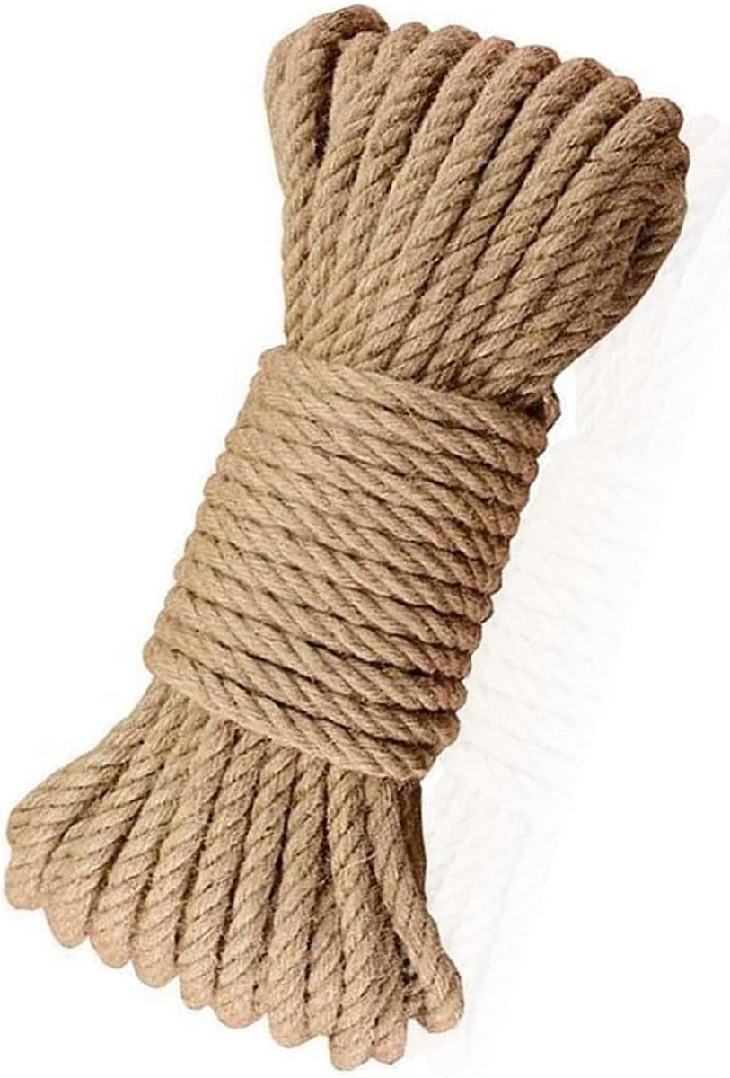 15 Meter Jute Touw – 10mm Dik Hennep Touw voor Decoratie, Tuinieren en Krabpaal