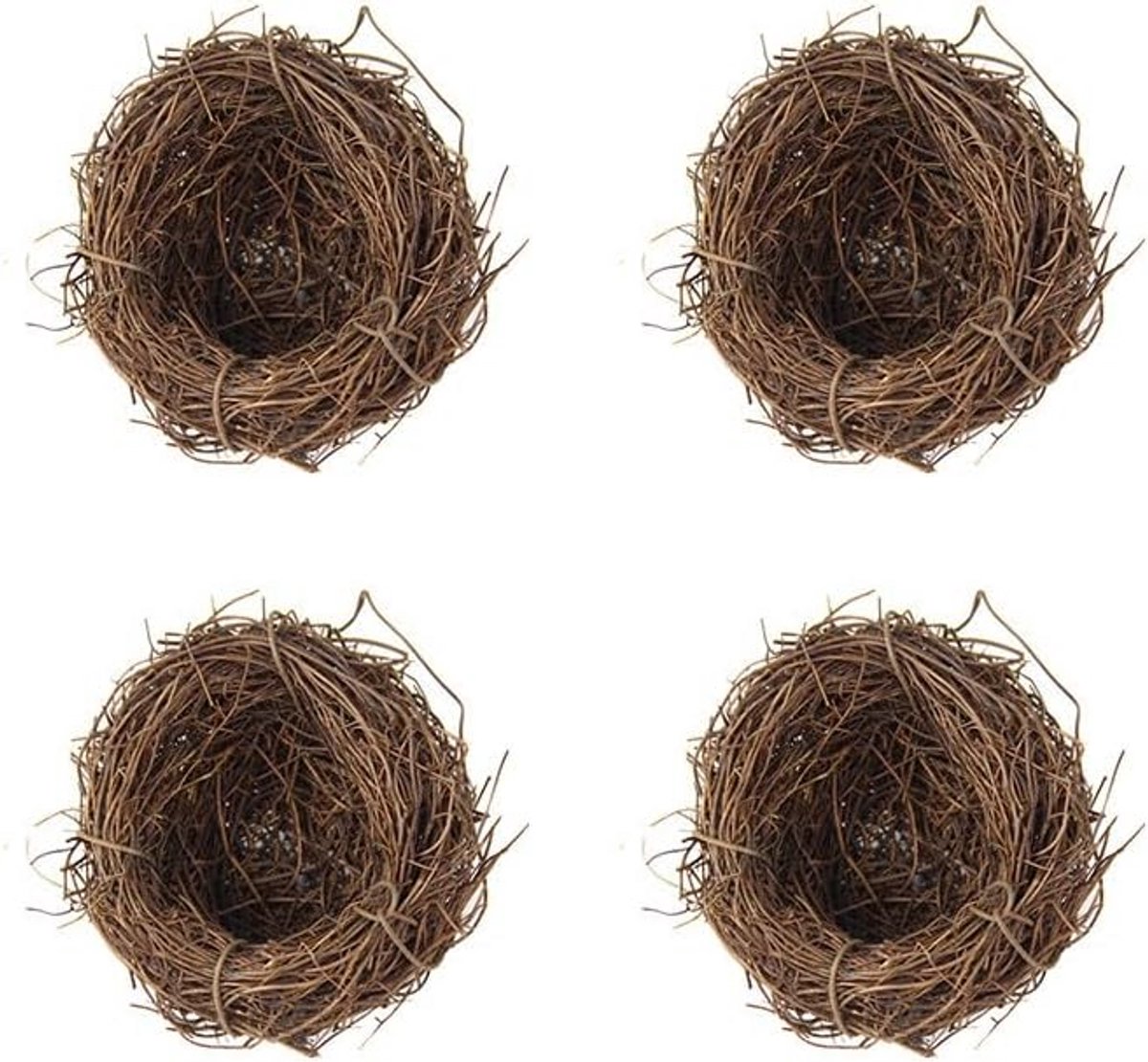 4x Kunstmatige Rotan Vogelnesten met Gespikkelde Eieren voor Tuindecoratie en Feestartikelen