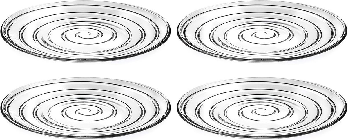 Set van 4 Glazen Dinerborden - 26 cm Diameter - Europees Ontwerp