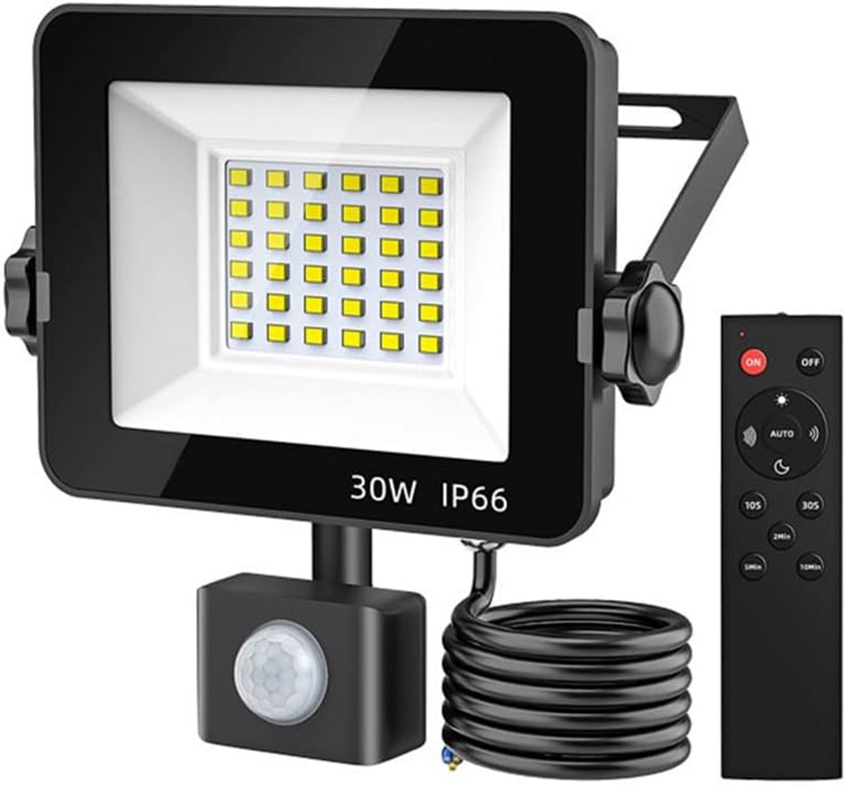 Krachtige 30W LED Buitenlamp met Bewegingsmelder, 3000LM IP65 Waterdicht