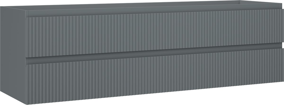 Mexen Rivel badkamerkast onder wastafel 160 cm, 2 laden, geribbeld, grafiet mat - 91A20-16047-2-BFF66