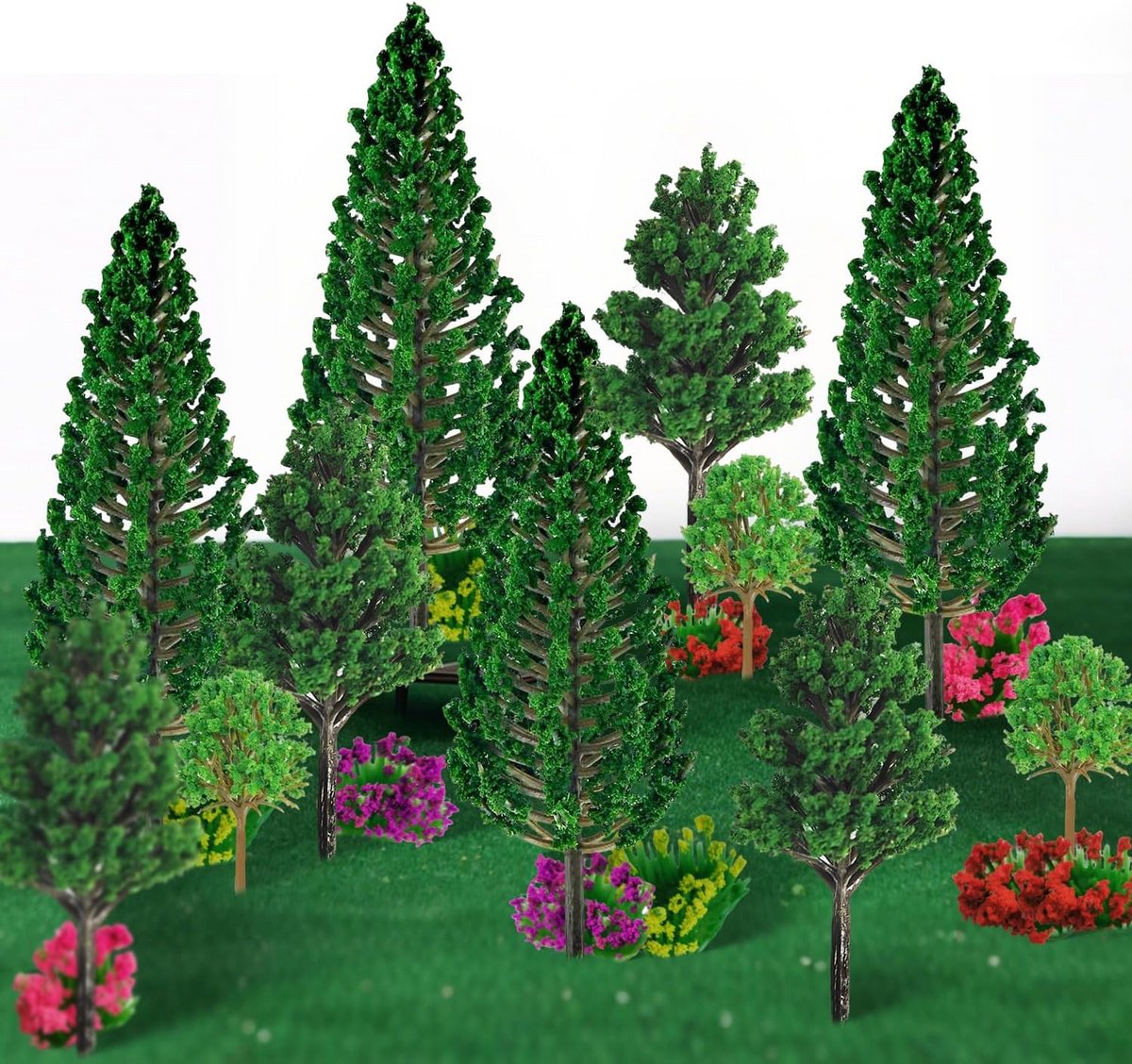39-Delige Set Miniatuur Bomen en Weidebloemen voor Modelbouw Landschappen en Diorama's