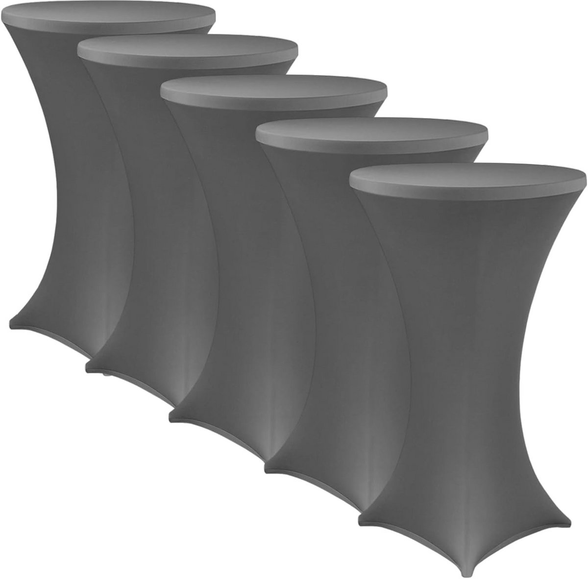 Set van 5 Elastische Hoge Tafelhoezen Anthraciet Ø 80-85 cm voor Bistro en Bartafels
