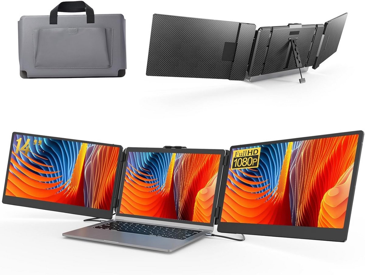 Draagbare Dubbele Monitor Extender 14 inch 1080P IPS voor Laptops