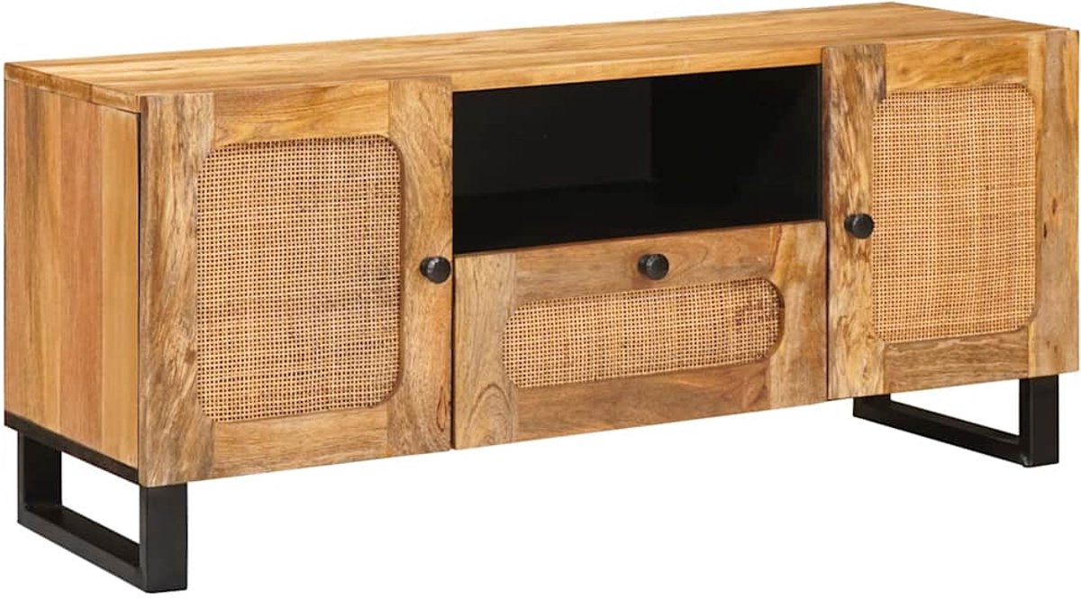 vidaXL - TV - Kast - met - lade - Bruin - 105 - x - 33 - x - 46 - cm - Massief - Mango - Hout
