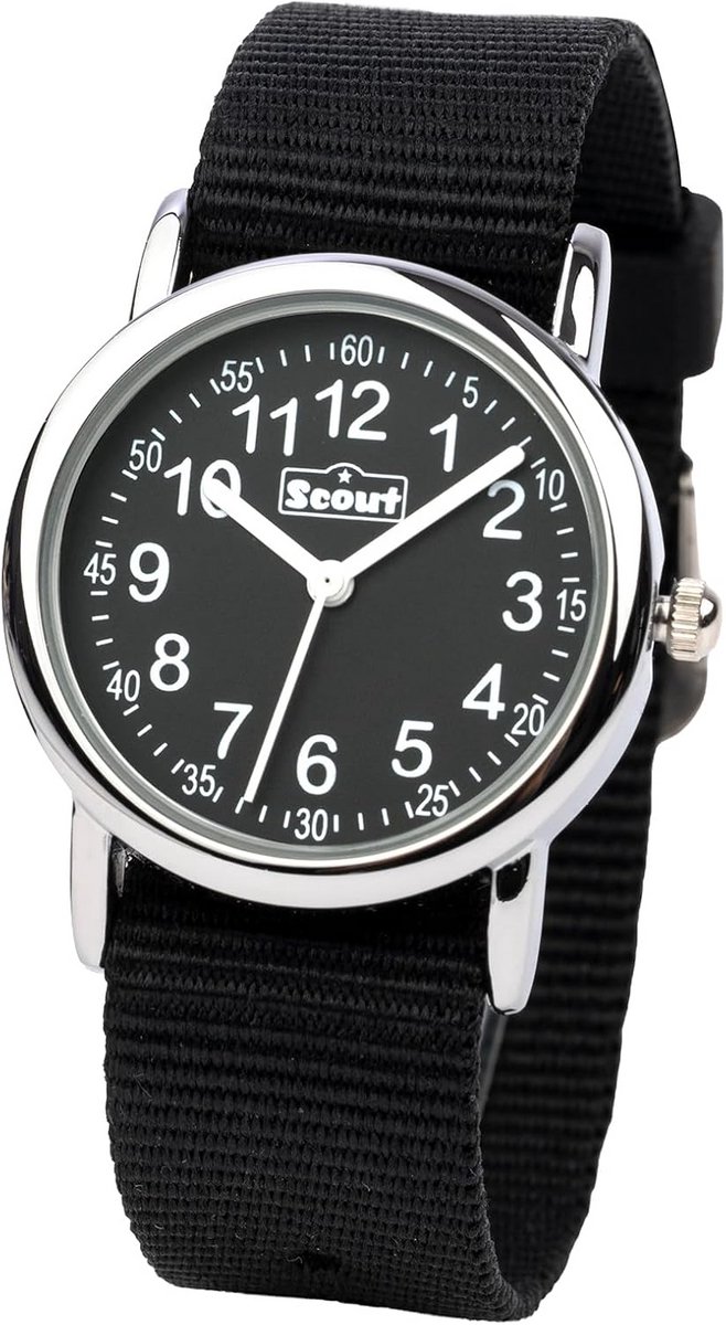 Jongenshorloge Zwart Analoog met Textielband