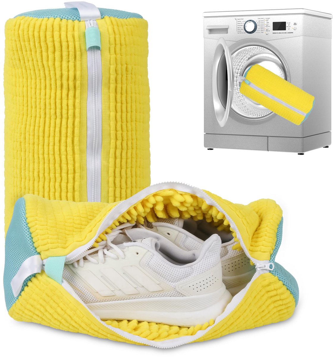 Schoenwaszak voor Wasmachine - 2 Stuks Waszak voor Wasdroger & Wasmachine - Herbruikbare Reinigingshoes voor Sneakers - 360° Diepe Reiniging Geschikt voor Alle Schoenen - Met Zelfsluitende Rits