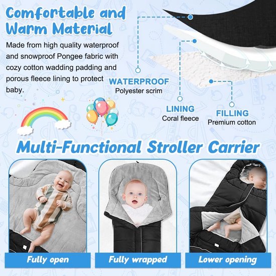 Universele Winter voetenzak voor Kinderwagen Baby - Waterdicht en Winddicht van Universele — afbeelding 4