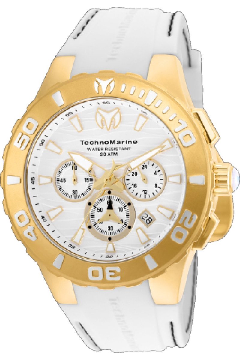 TechnoMarine Cruise TM-115077 Heren Horloge - Waterdicht - Analoog - Quartz Uurwerk - Roestvrij Staal met witte Wijzerplaat - 44mm