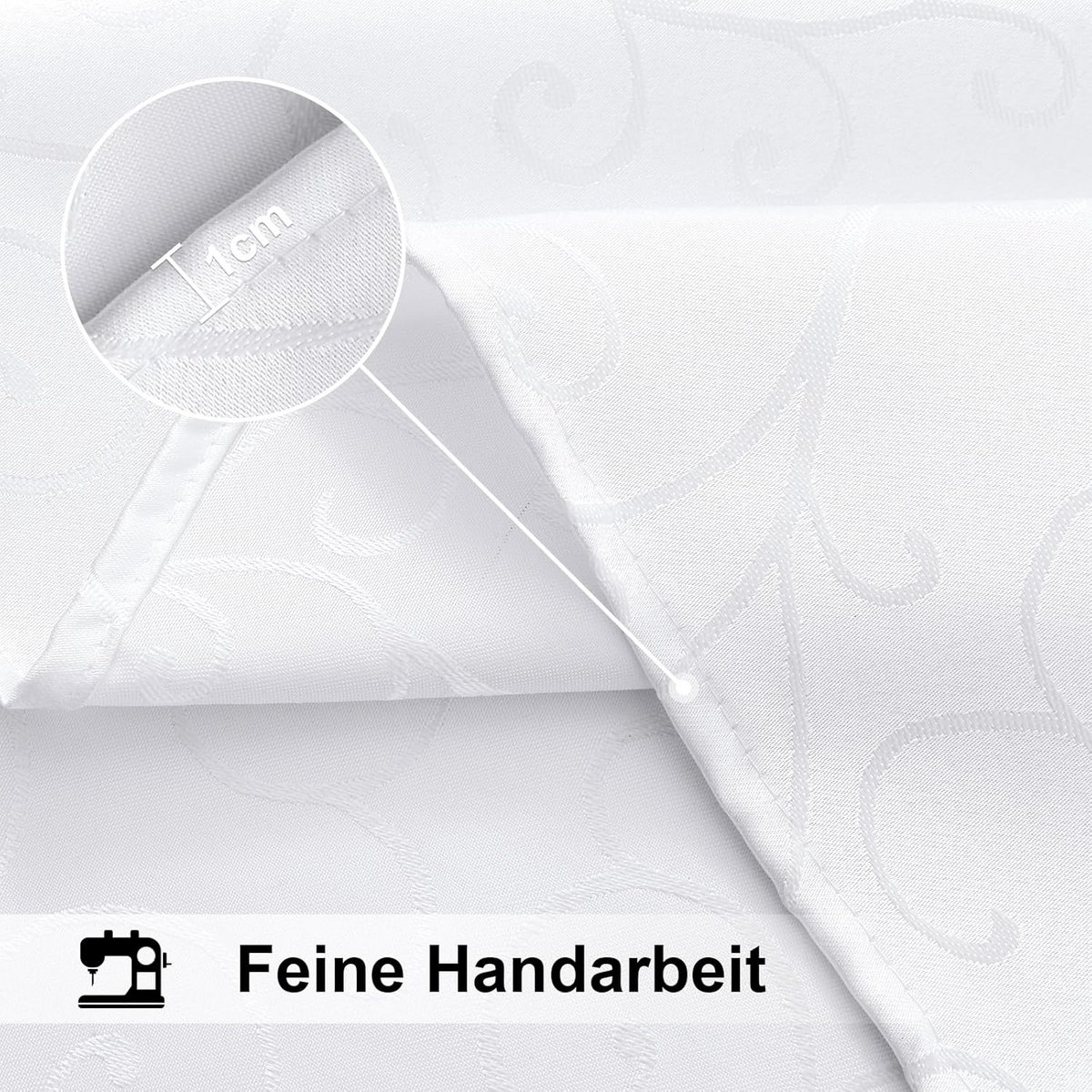 Afwasbaar Rechthoekig Tafelkleed 140x100 cm Polyester Damast Wit