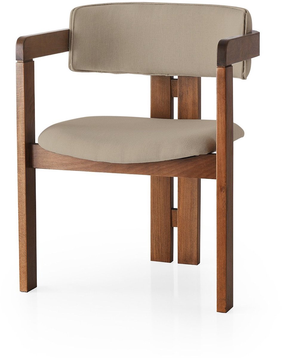 Skye Decor , Stoel, CO - 033, Hout, Walnoot & Taupe, 58 x 49 x 76 cm