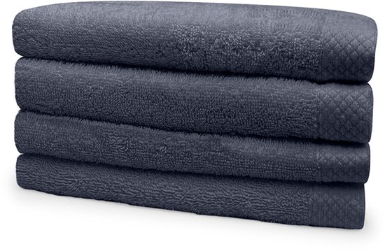 Eleganzzz Handdoeken Set - Set van 4 - Handdoek 50x100cm - 420 gr/m2 - 100% Katoen - dark grey
