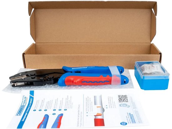 WEICON Tools Krimptang 16 mm² HEX, kabel 0,5-16 mm² (20-5 AWG), terminals, zeshoekige krimptang, blauw/rood