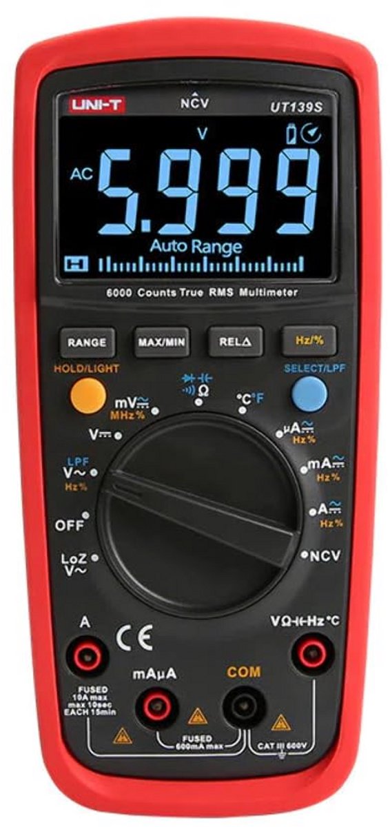 Professionele Digitale Multimeter met True RMS en Zwart EBTN Display - 600V CAT III Veiligheid