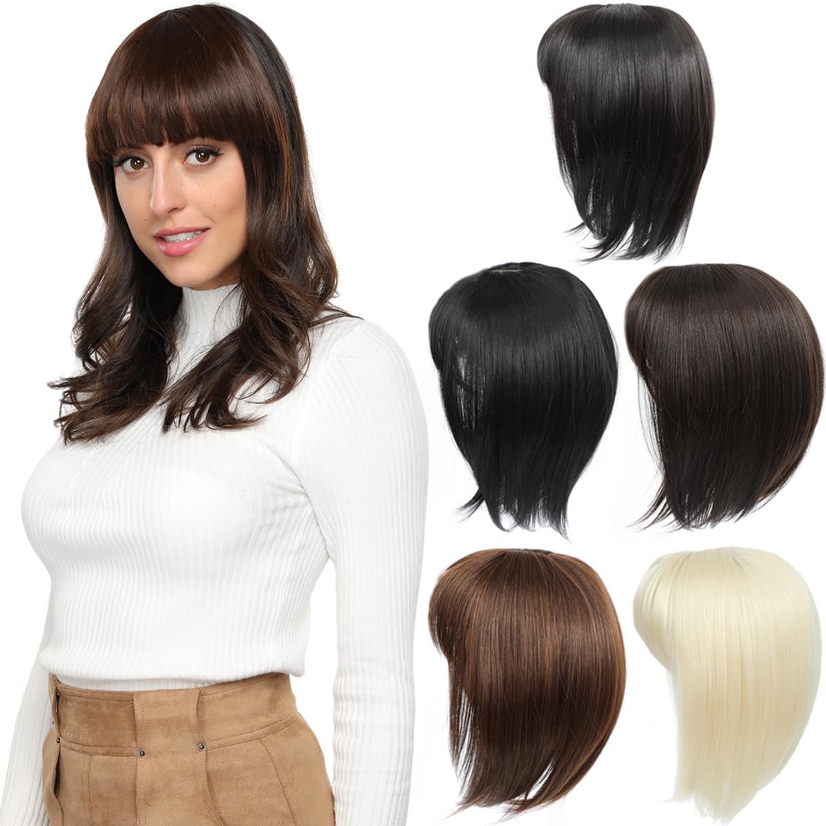 Haardos voor Dames - Synthetisch Haarstuk met Pony voor Volume en Dichtheid