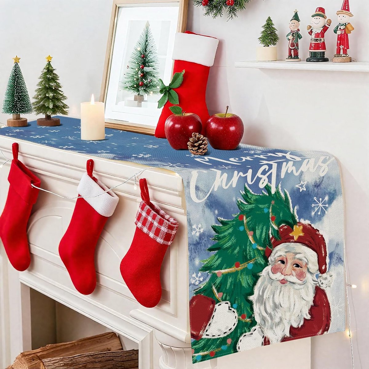 Tafelloper Kerstmis 40x140 cm - Feestelijke Kersttafeldecoratie Wasbaar