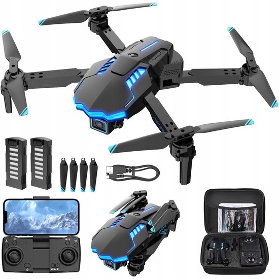 Drone - Zwart Opvouwbare Drone met 1080P Camera & 3-Zijdige Obstakelvermijding - 2 Batterijen 25 Min Vliegtijd - Voor Kinderen & Beginners