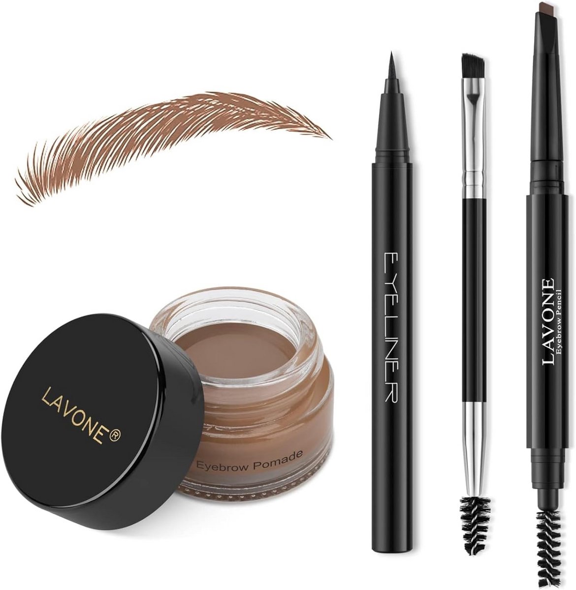 Complete Wenkbrauw Stempel Set met Potlood & Eyeliner - Symmetrische Wenkbrauwen in 1 Minuut