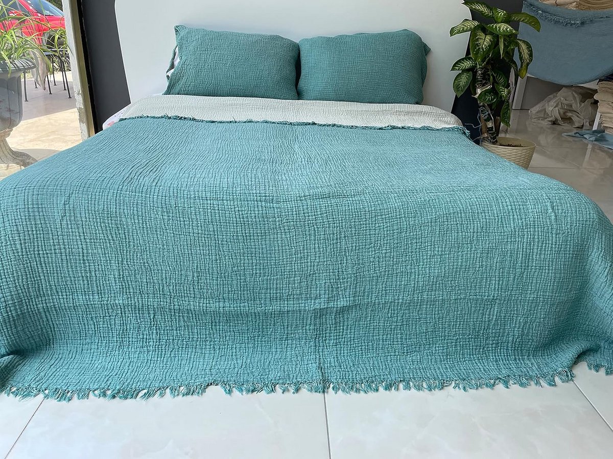 Grote 4-Laags Katoenen Mousseline Plaid Deken - Zachte Turkse Sprei 160x230cm