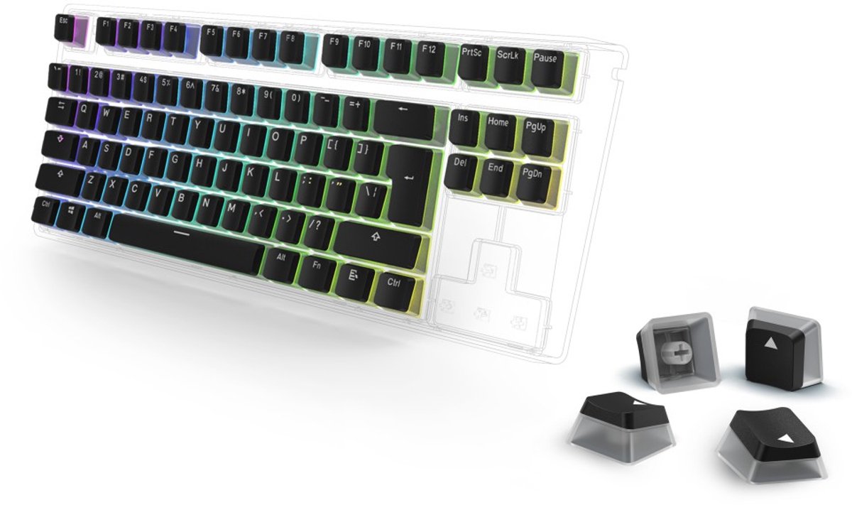 uRage Set keycaps - Doubleshot PBT Pudding - Qwerty - Doorschijnende Pudding-keycaps