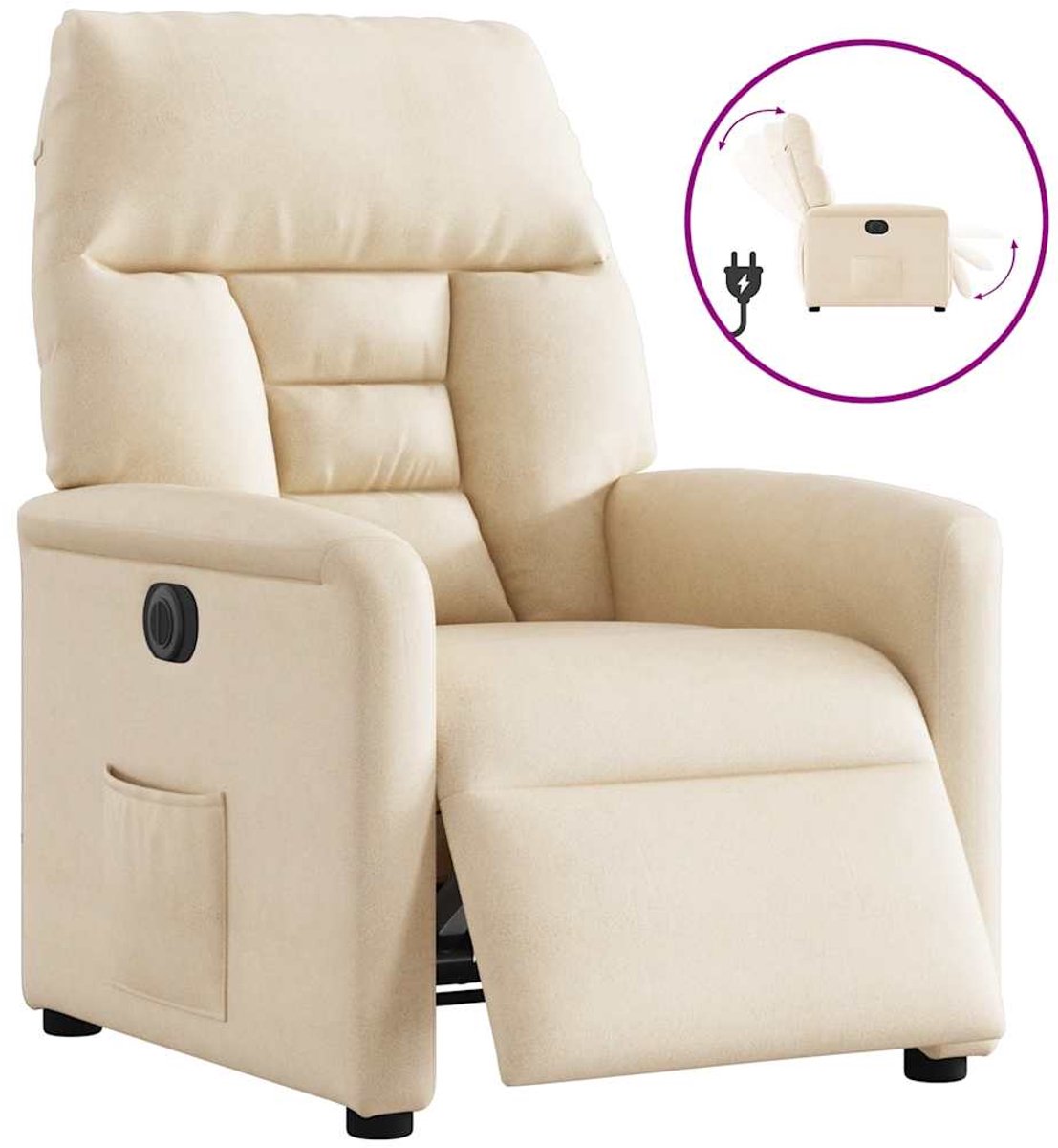 vidaXL Fauteuil - elektrisch - verstelbaar - microvezelstof - beige