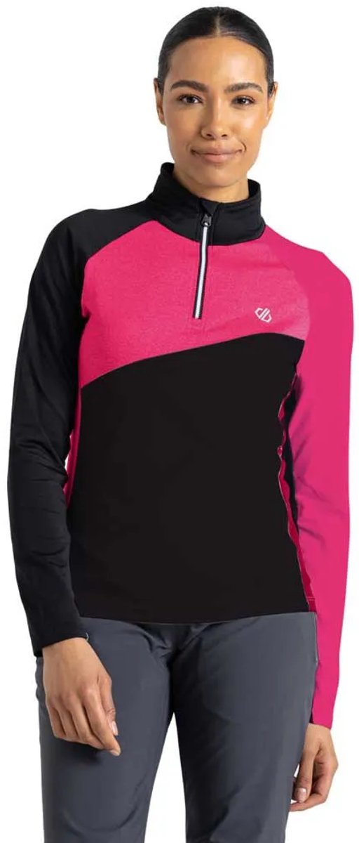 Dare2b Ice Core Half Rits Lange Mouw T-shirt Vrouw Zwart