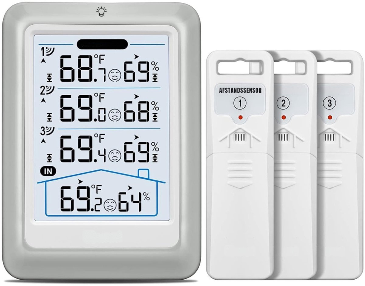 SCH® Weerstation met Buitensensor - Weerstation - Wit - 10cm x 10cm x 10cm